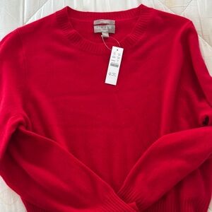 J. Crew Women's Red Cashmere Cropoed Sweater